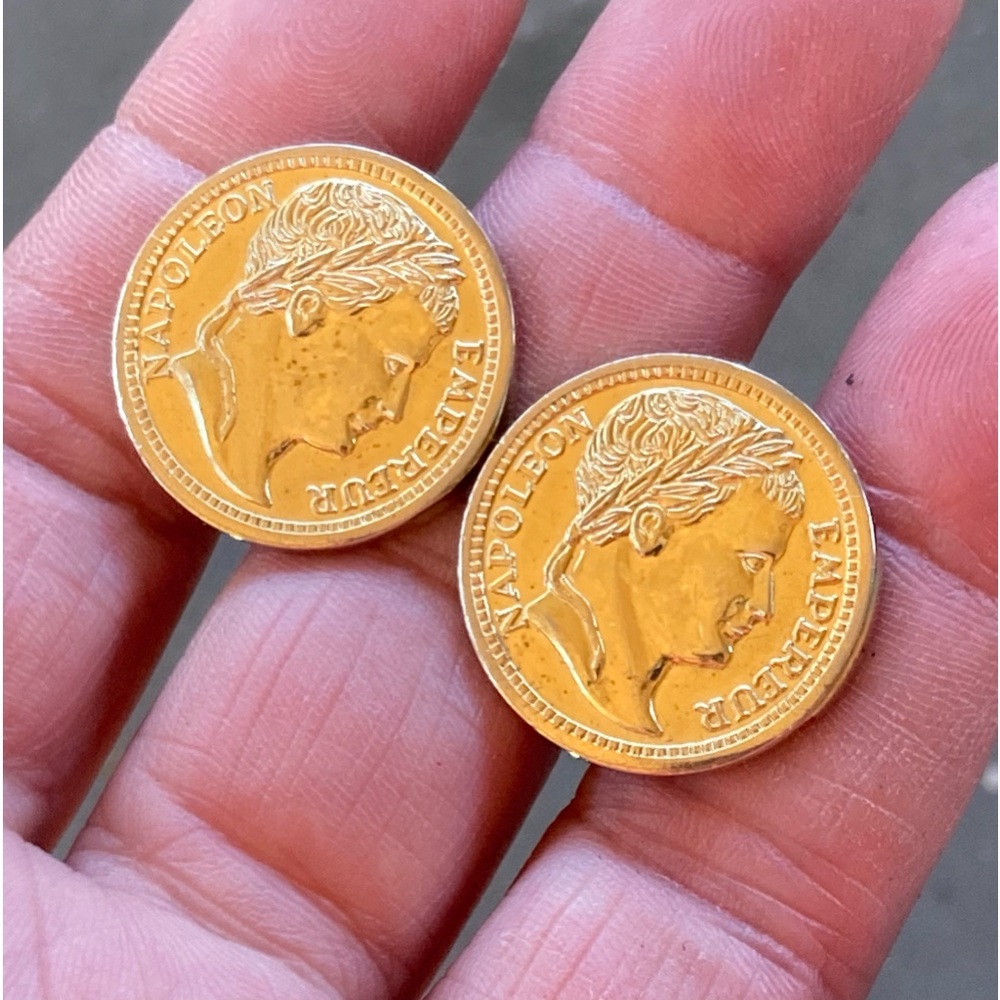 Accessocraft Vintage Empereur Napoleon Faux Coin Clip-on Earrings